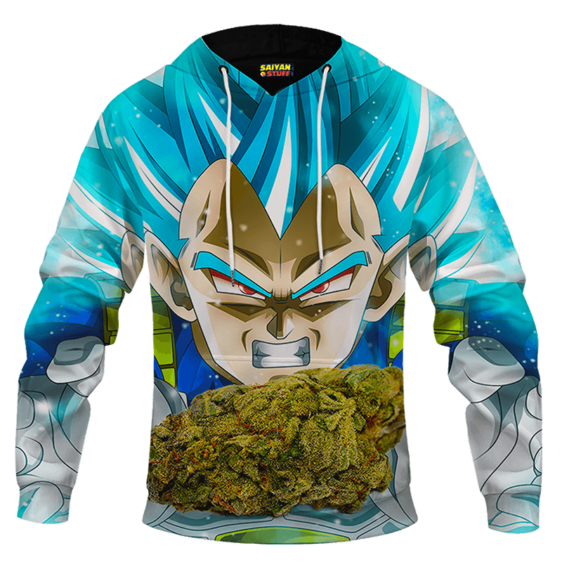 Dragon Ball Stoned Super Saiyan Blue Vegeta Marijuana Nug Cool Hoodie