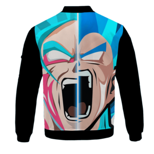 Dragon Ball Z Goku Vegeta Super Saiyan Blue Vector Art Bomber Jacket - back