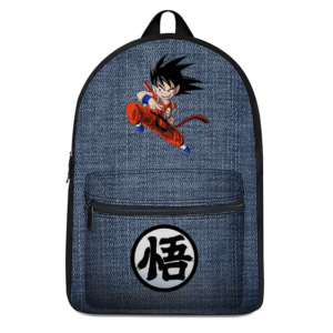 Dragon Ball Z Kid Goku Kanji Symbol Denim Style Backpack