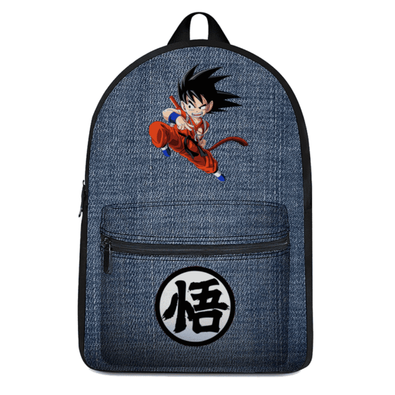 Dragon Ball Z Kid Goku Kanji Symbol Denim Style Backpack
