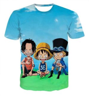 Funny Ace Luffy Zoro Sabo One Piece Full Print 3D T-shirt