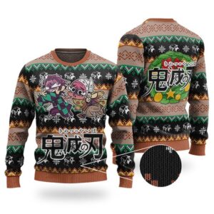 Funny Hotaru Chasing Tanjiro Ugly Xmas Sweater