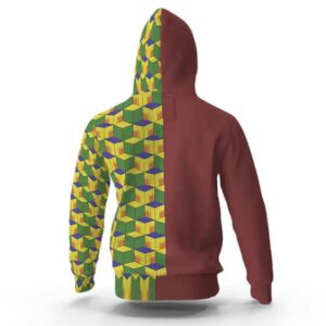 Giyu Red And Geometrical Pattern Pullover Hoodie