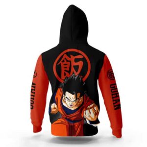 Gohan Attack Stance Kanji Art DBZ Hooded Jacket