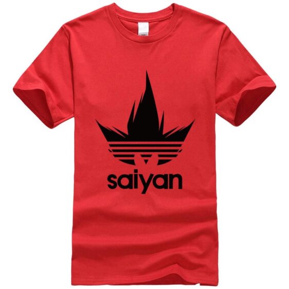 DBZ Black Saiyan Adidas Parody Print Light Red T-Shirt