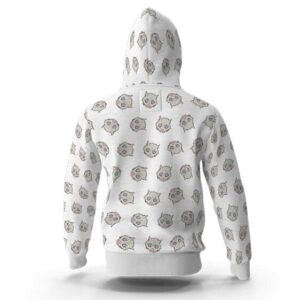 Inosuke Boar Head Pattern White Hooded Sweatshirt