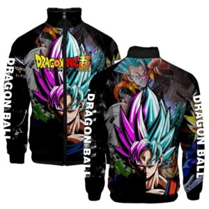 DBZ Goku's Different Fusion Forms Black Varsity Jacket