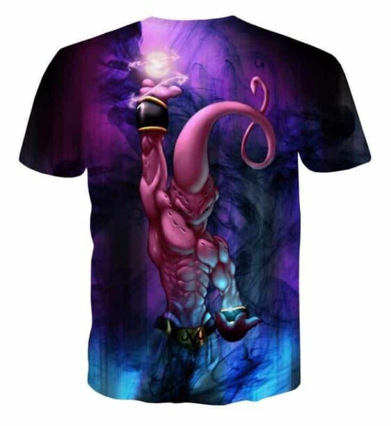 Kid Buu Spirit Ball Destruction Dark 3D Blue T-Shirt - Saiyan Stuff