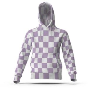 Kie Kamado Purple Checkered Kimono Pattern Hoodie