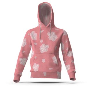 Makomo Flower Kimono Pattern Pink Pullover Hoodie