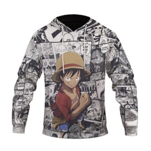 Monkey D. Luffy Comic Manga Strip Design Stylish Hoodie