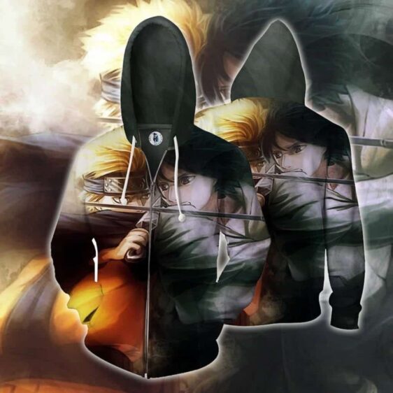 Naruto Vs Sasuke Fierce Battle Full Print Zip Up Hoodie