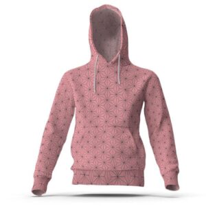 Nezuko Asanoha Pattern Pink Yukata Cosplay Hoodie