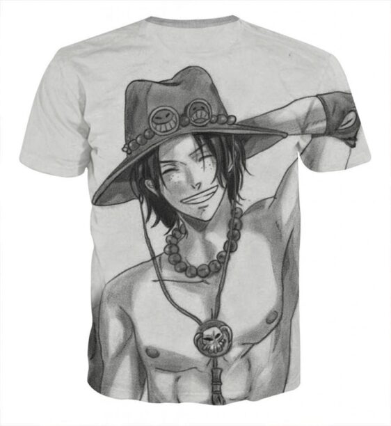 One Piece Ace Pencil Sketch Style Cool Design T-shirt