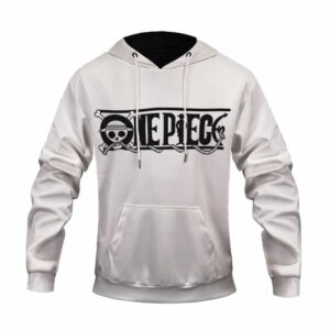 One Piece Anime Series Logo Artwork White Hoodie Jacket