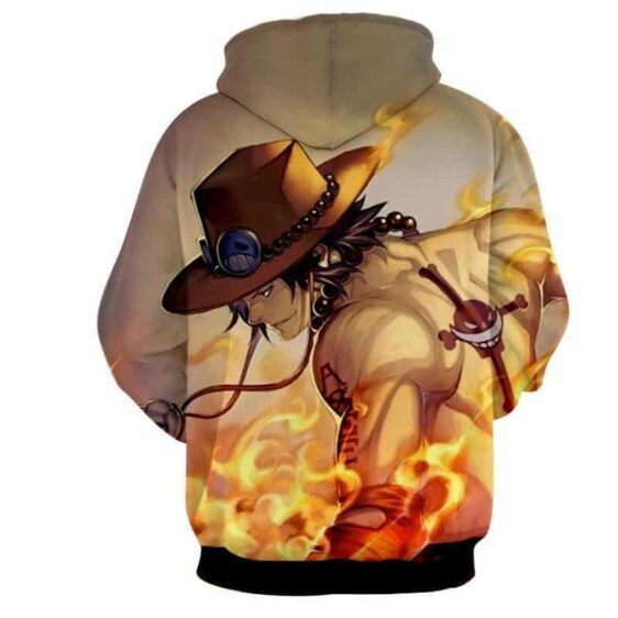 One Piece Awesome Ace Fire Fist Burning Around Hoodie