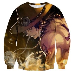 One Piece Awesome Ace Fire Fist Burning Around Sweatshirt