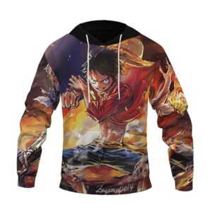 One Piece Blood Brothers Luffy Ace Sabo Painting Art Hoodie