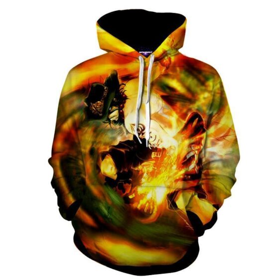 One Piece Cool Ace Fire Fist Burning Hand Skill Hoodie