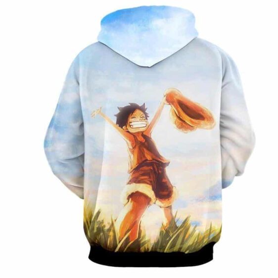 One Piece Happy Young Monkey D. Luffy Sunset Scenery 3D Hoodie