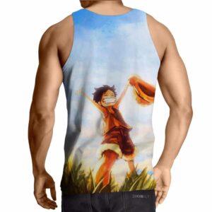 One Piece Happy Young Monkey D. Luffy Sunset Scenery Tank Top