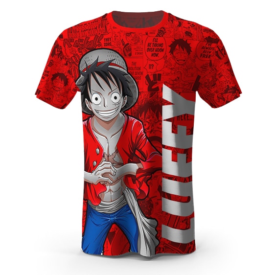 One Piece Red Luffy Outline T-Shirt