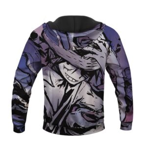 One Piece Monkey D. Luffy Drawing Art Purple Hoodie Jacket