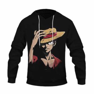 One Piece Straw Hat Captain Luffy Black Pullover Hoodie