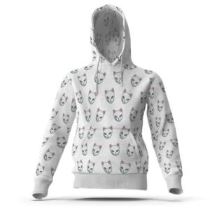 Sabito Fox Warding Mask Pattern Pullover Hoodie