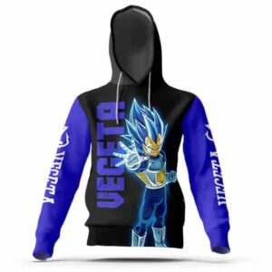 Saiyan Prince Vegeta Blue Aura Design Hoodie