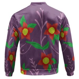 Tamayo Floral Purple Kimono Pattern Bomber Jacket
