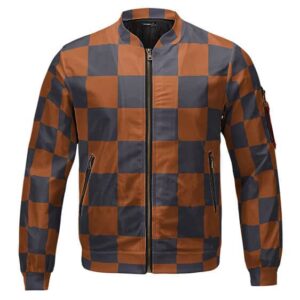 Tanjuro Checkered Haori Pattern Bomber Jacket