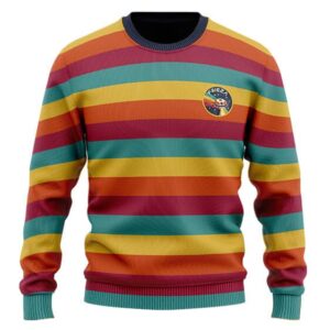 DBZ Cute Frieza Ship Logo Retro Rainbow Wool Sweatshirt