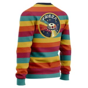 DBZ Cute Frieza Ship Logo Retro Rainbow Wool Sweatshirt
