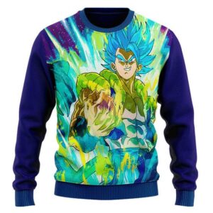 Awesome Gogeta Blue Aura Artwork DBZ Wool Sweater