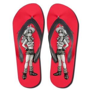 Cute Launch Monochrome Art DBZ Red Flip Flop Slippers