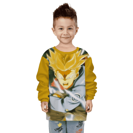 DBZ Super Saiyan Future Trunks Angry Yellow Kids Sweatshirt
