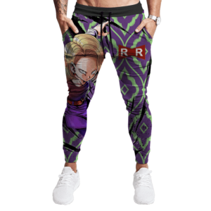 Dragon Ball Android 18 Violet Green Pattern Cool Jogger Pants