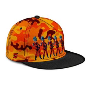 Dragon Ball Son Goku Super Saiyan Blue Orange Camouflage Snapback Hat
