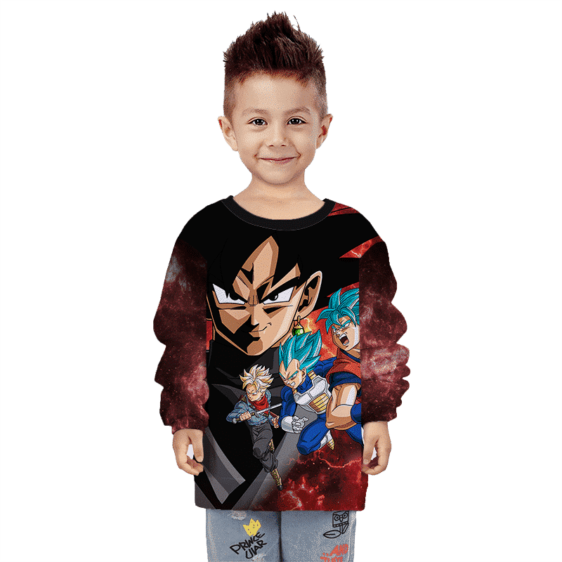 Dragon Ball Z Dokkan Goku Vegeta Trunks Red Kids Sweatshirt