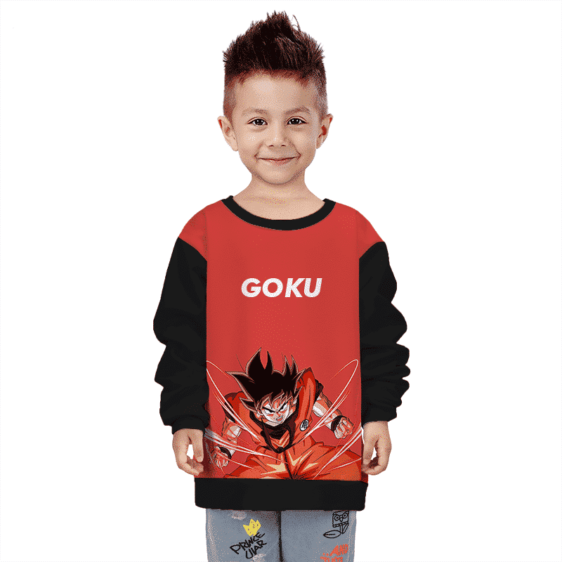 Dragon Ball Z Goku Charging Red & Black Kids Sweatshirt