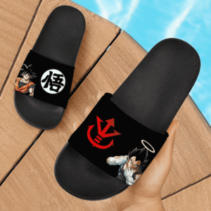 Dragon Ball Z Goku Vegeta Symbol Black Dope Slide Footwear