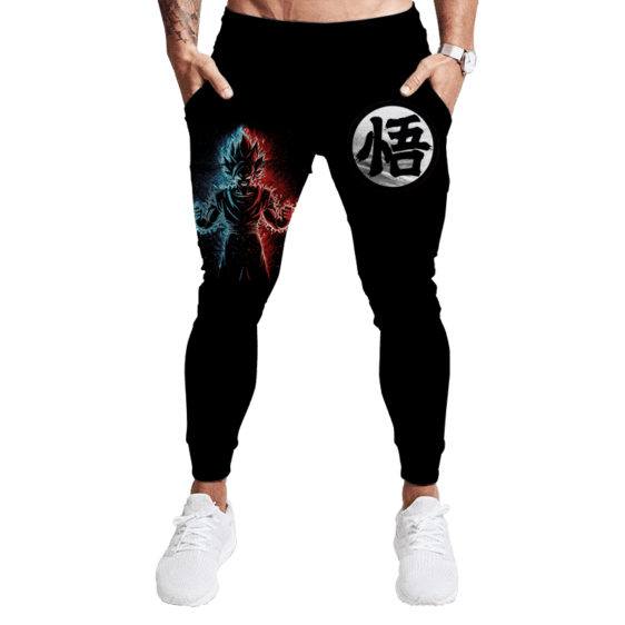 DBZ Goku's Kanji Blue Red Dope Art All Black Jogger Pants