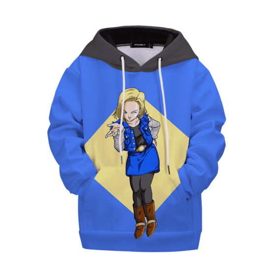 Dragon Ball Z Happy Winking Android 18 Kids Hoodie
