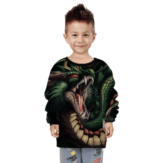 Dragon Ball Z Shenron Scary Awesome Dope Green Kids Sweatshirt