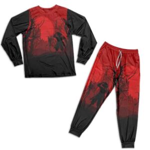 Epic Luffy And Brook Shadow Red Blood Moon Art Pajamas Set