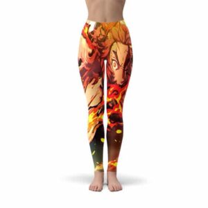 Rengoku Flame Breathing Graphic Art Yoga Pants