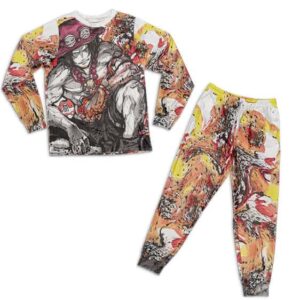 One Piece Portgas D. Ace Fire Fruit Art Cool Pajamas Set