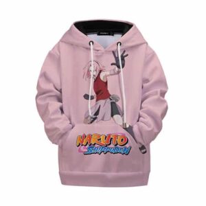 Sakura Haruno Fighting Stance Pink Kids Hoodie Jacket