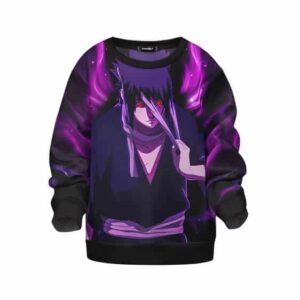Sasuke Uchiha Six Paths Rinnegan Purple Aura Kids Sweater